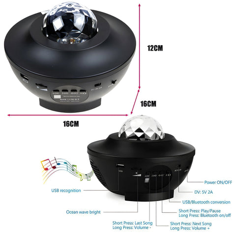 Multi-Functional LED Galaxy Projector Light With Built-In Bluetooth Speaker – Portable Mini Design